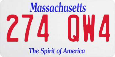 MA license plate 274QW4