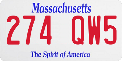 MA license plate 274QW5