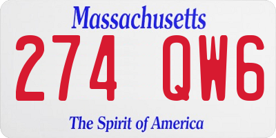 MA license plate 274QW6