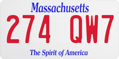 MA license plate 274QW7