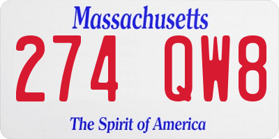MA license plate 274QW8