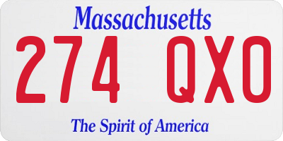 MA license plate 274QX0