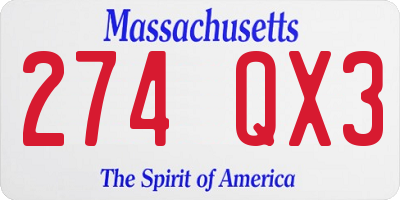 MA license plate 274QX3
