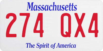 MA license plate 274QX4