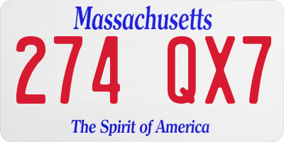 MA license plate 274QX7