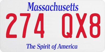 MA license plate 274QX8