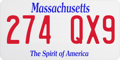 MA license plate 274QX9