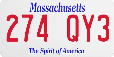 MA license plate 274QY3