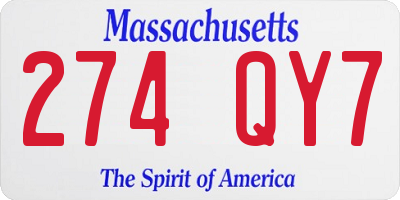 MA license plate 274QY7