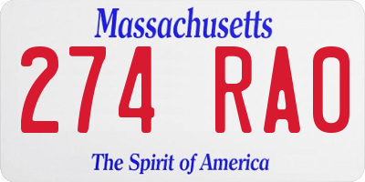 MA license plate 274RA0