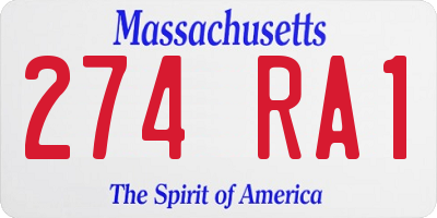 MA license plate 274RA1
