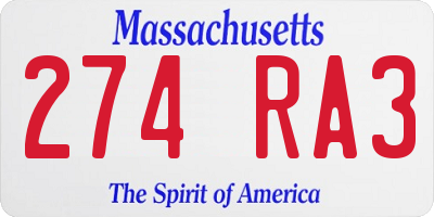 MA license plate 274RA3