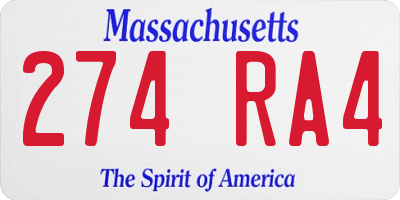 MA license plate 274RA4