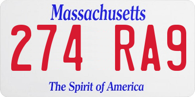 MA license plate 274RA9