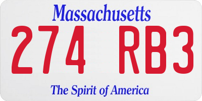 MA license plate 274RB3