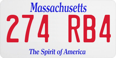 MA license plate 274RB4
