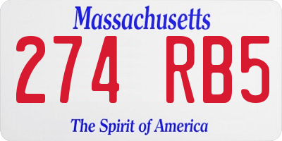 MA license plate 274RB5