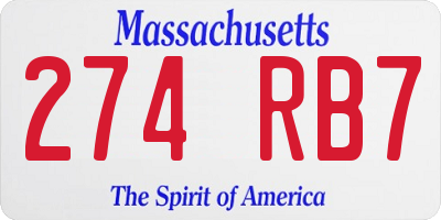 MA license plate 274RB7