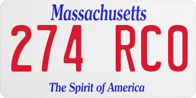 MA license plate 274RC0