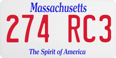MA license plate 274RC3