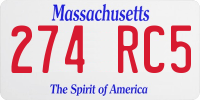 MA license plate 274RC5