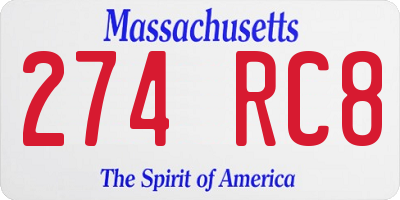 MA license plate 274RC8