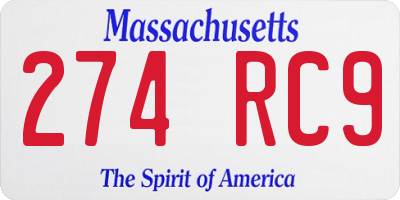 MA license plate 274RC9