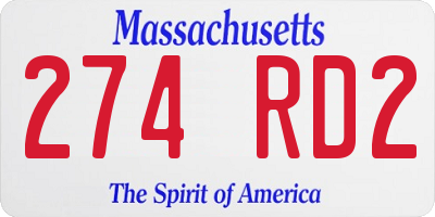 MA license plate 274RD2