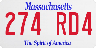 MA license plate 274RD4