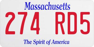 MA license plate 274RD5