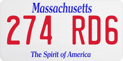 MA license plate 274RD6