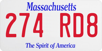 MA license plate 274RD8
