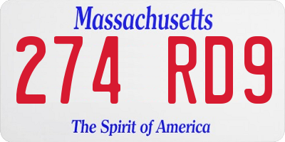 MA license plate 274RD9
