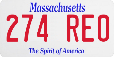 MA license plate 274RE0