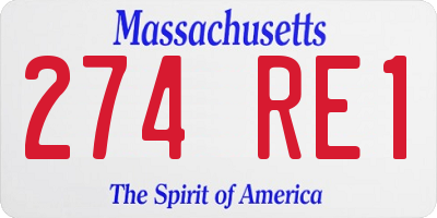MA license plate 274RE1