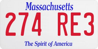 MA license plate 274RE3