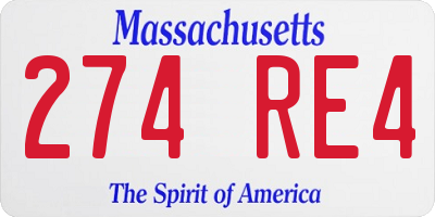 MA license plate 274RE4