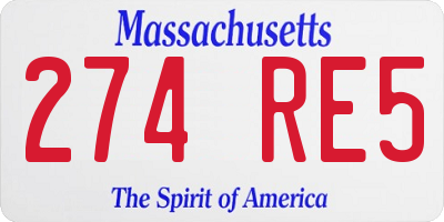 MA license plate 274RE5