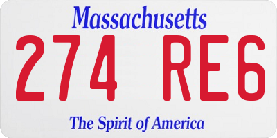 MA license plate 274RE6