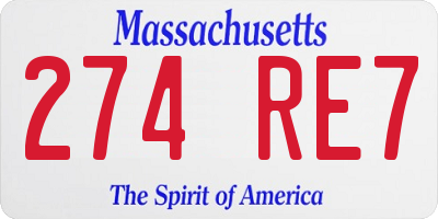 MA license plate 274RE7