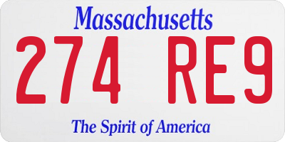 MA license plate 274RE9