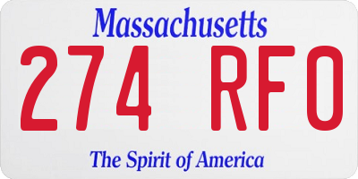 MA license plate 274RF0