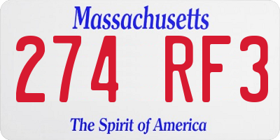 MA license plate 274RF3