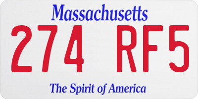 MA license plate 274RF5