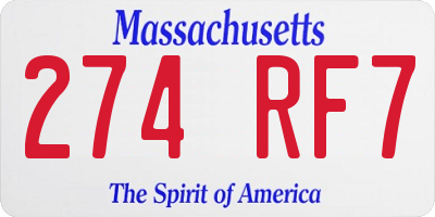 MA license plate 274RF7