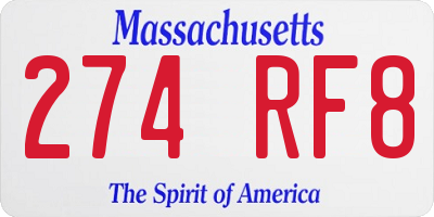 MA license plate 274RF8