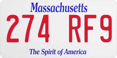 MA license plate 274RF9