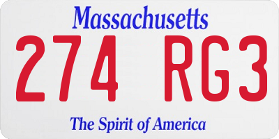 MA license plate 274RG3