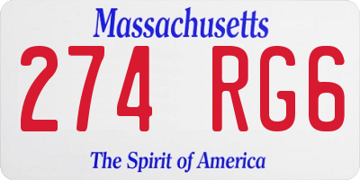 MA license plate 274RG6