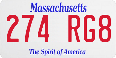MA license plate 274RG8